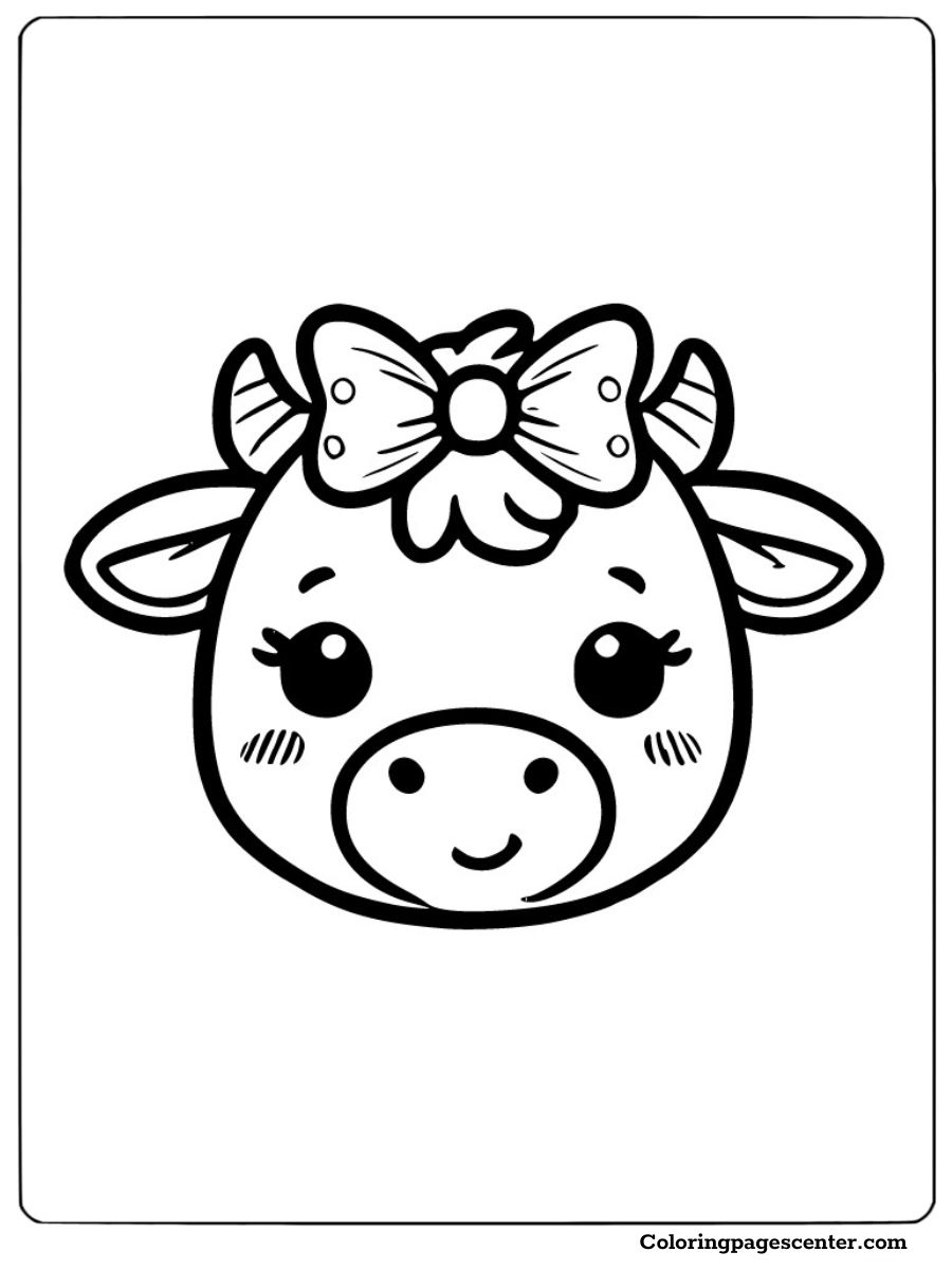 Cow face with bow tie for coloring fun