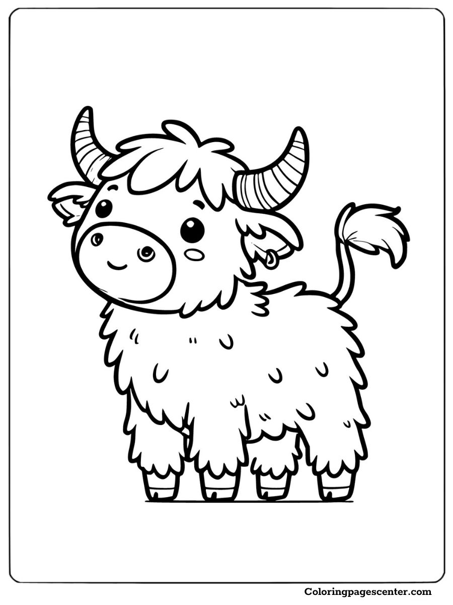 Easy portrait of a highland cow coloring page