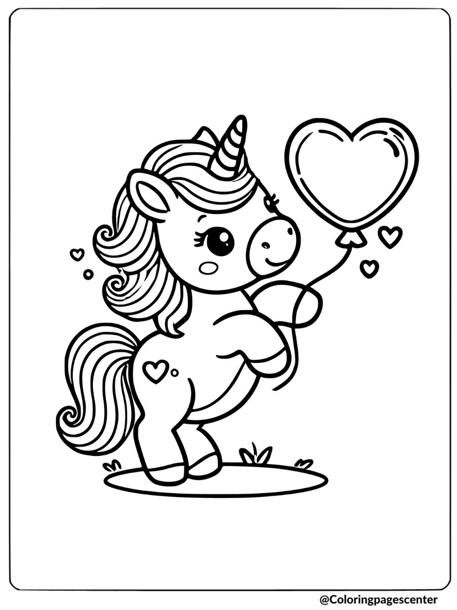 Easy unicorn coloring page with a unicorn and rainbow backdrop