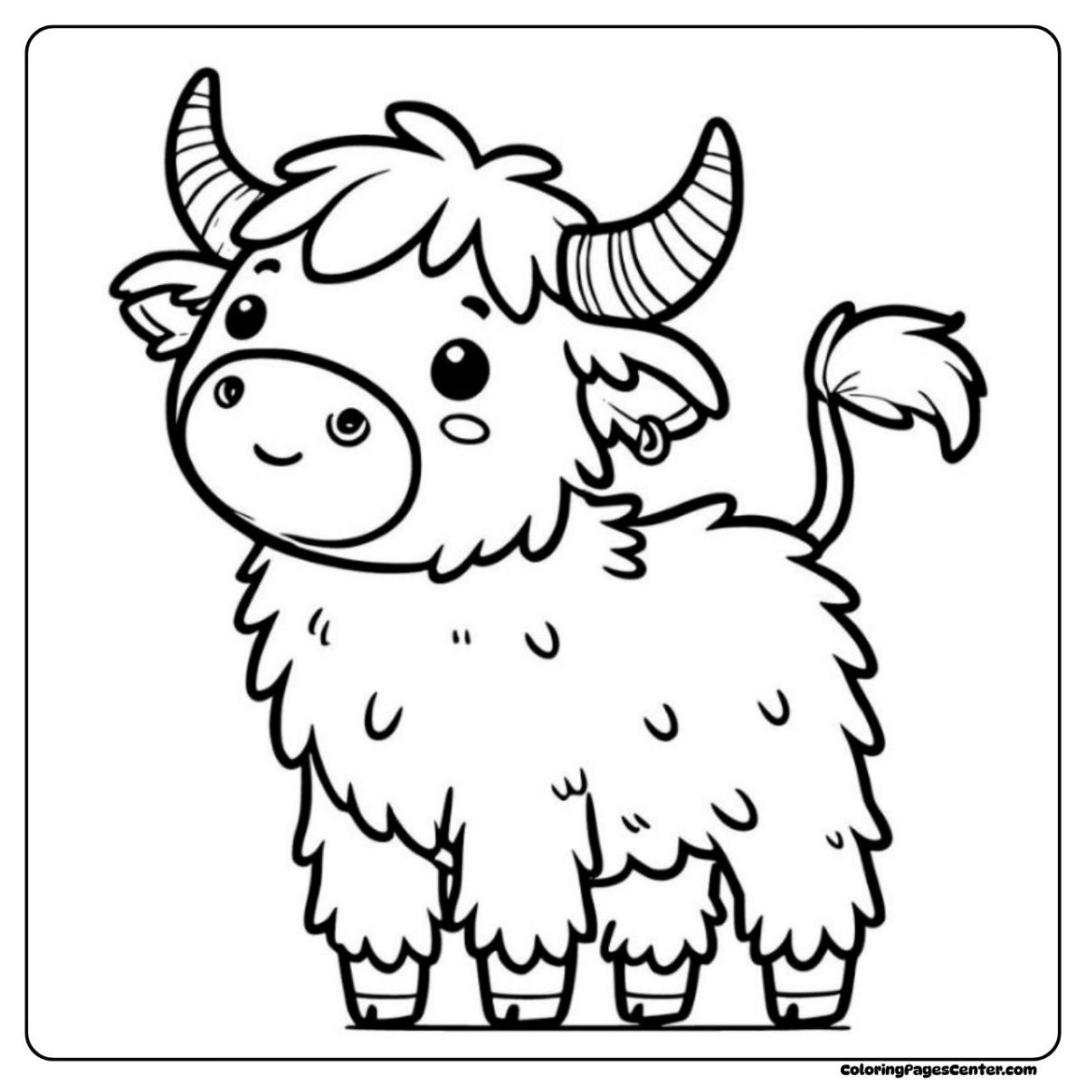 Simple highland cow coloring page for relaxing creative moments