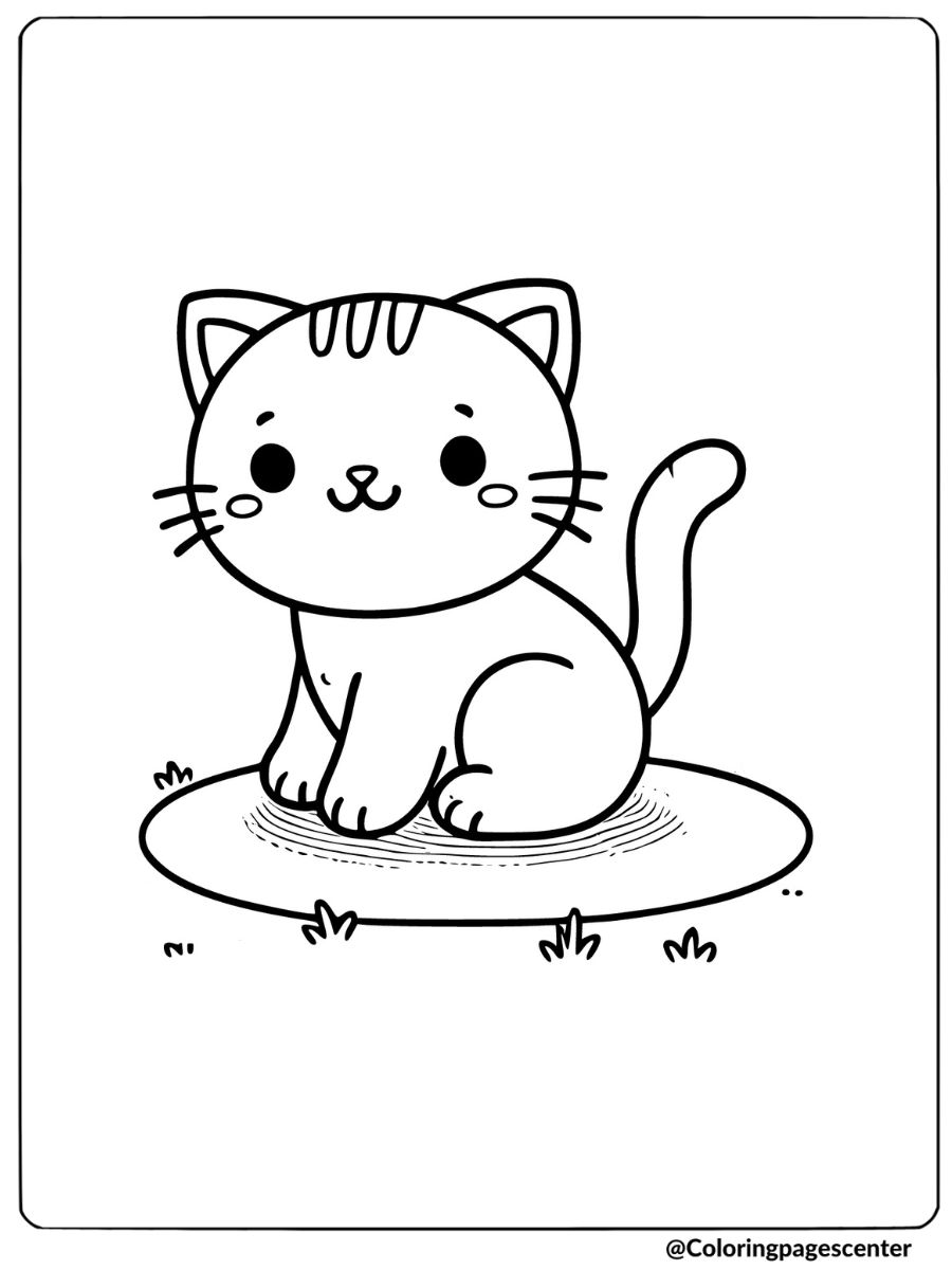 Simple sitting cat coloring page