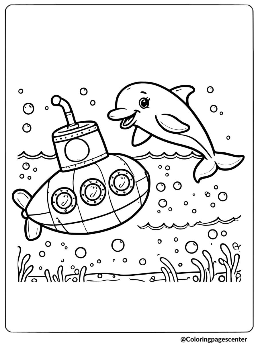 Kids viewing a dolphin in an aquarium exhibit coloring page