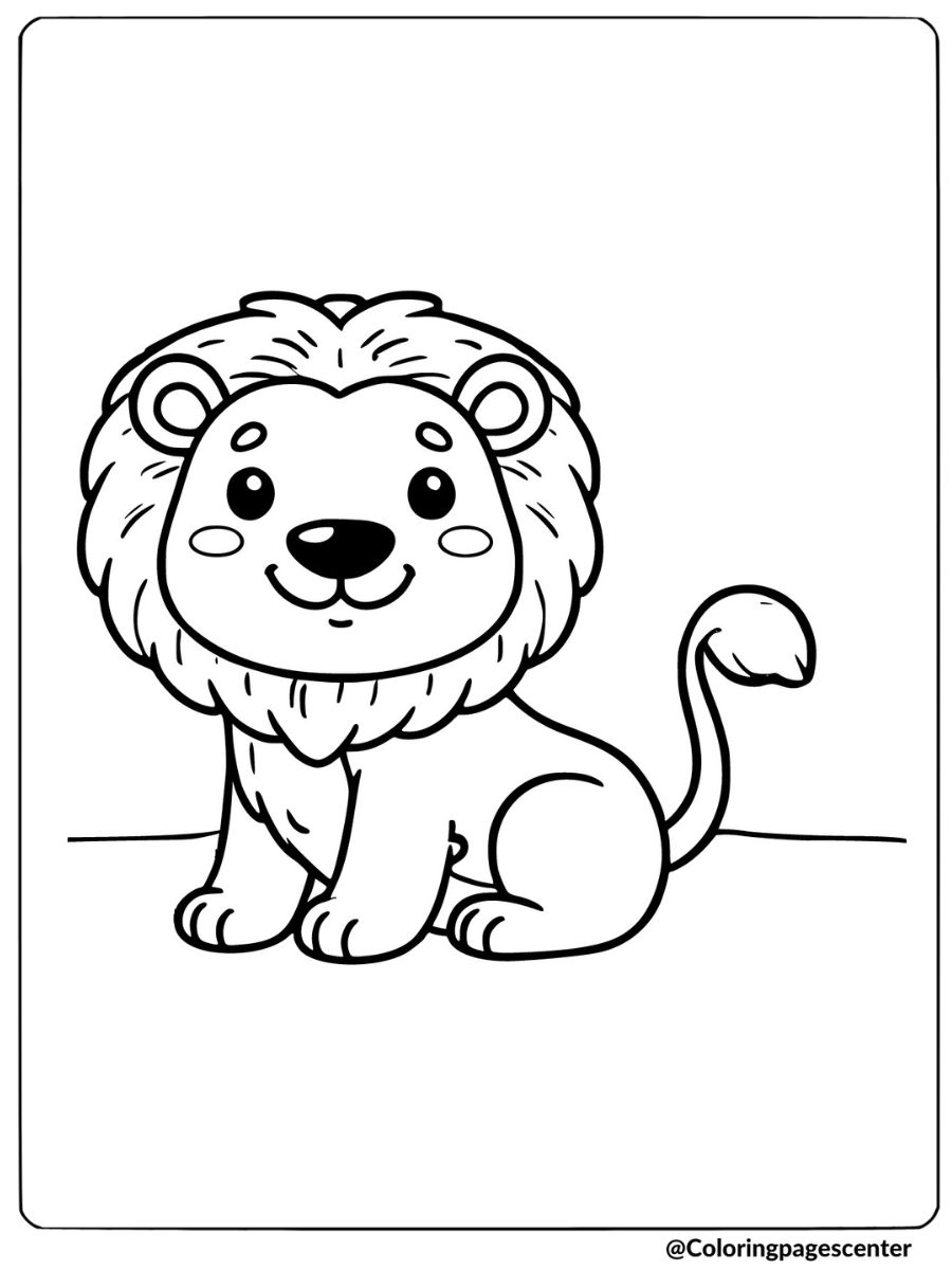 Coloring page of a cute lion, perfect animal coloring page