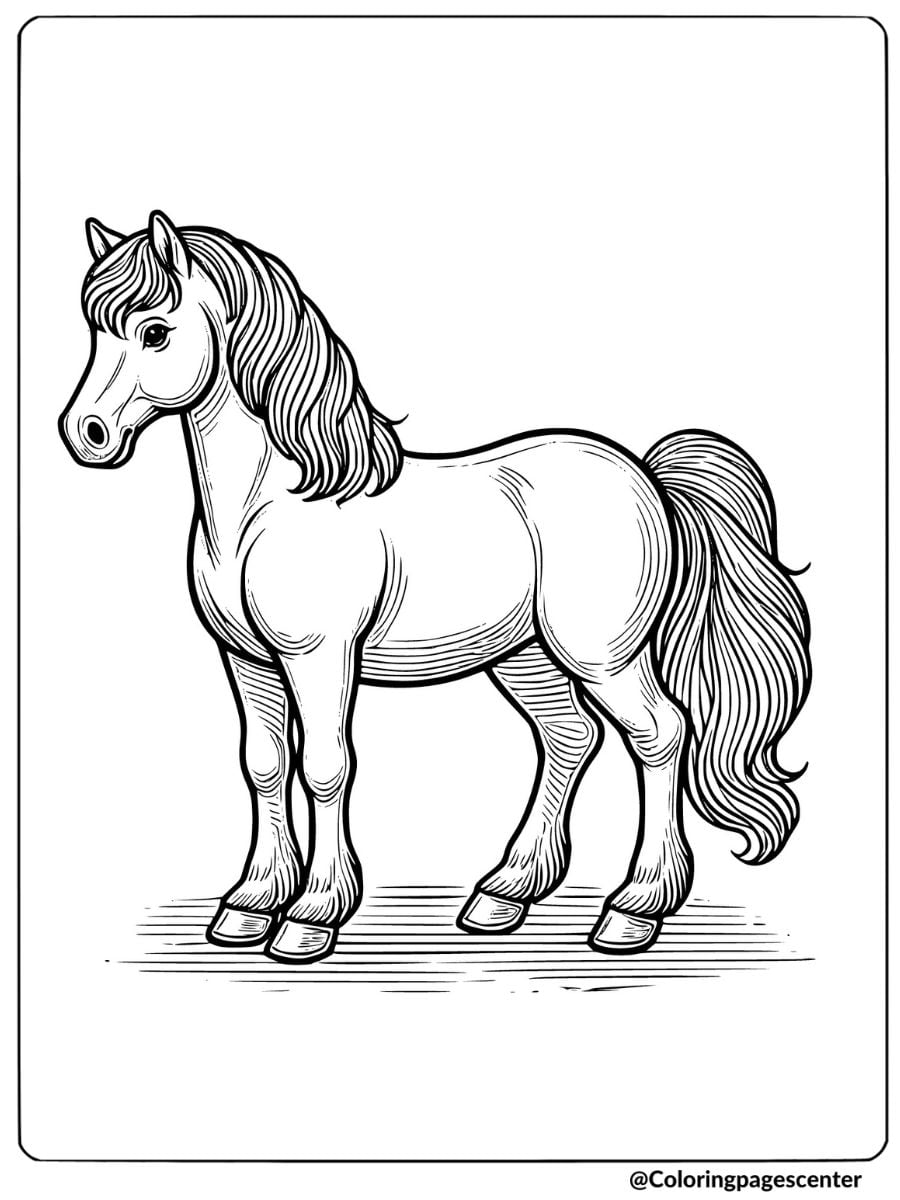 Coloring page of a majestic horse, ideal for animal lovers