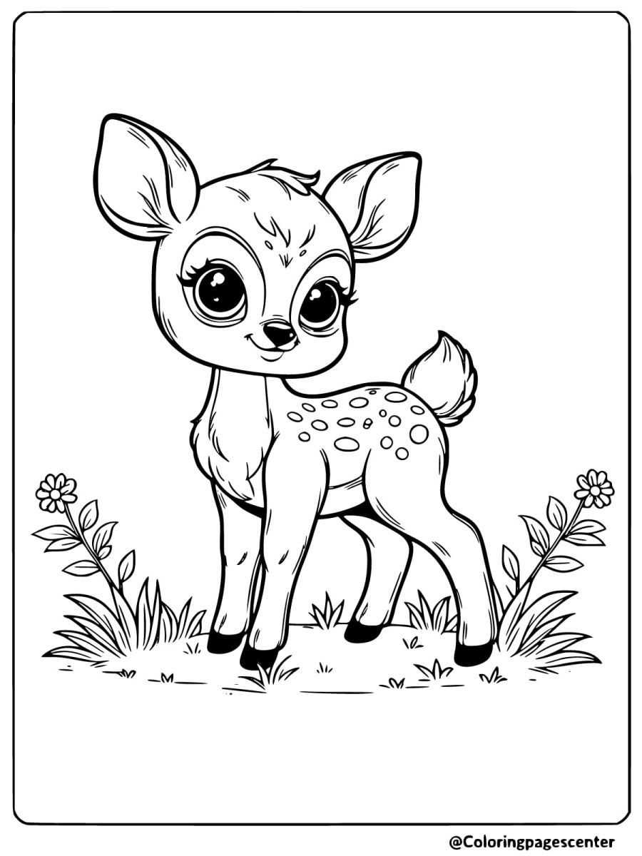 Deer in the meadow easy coloring page