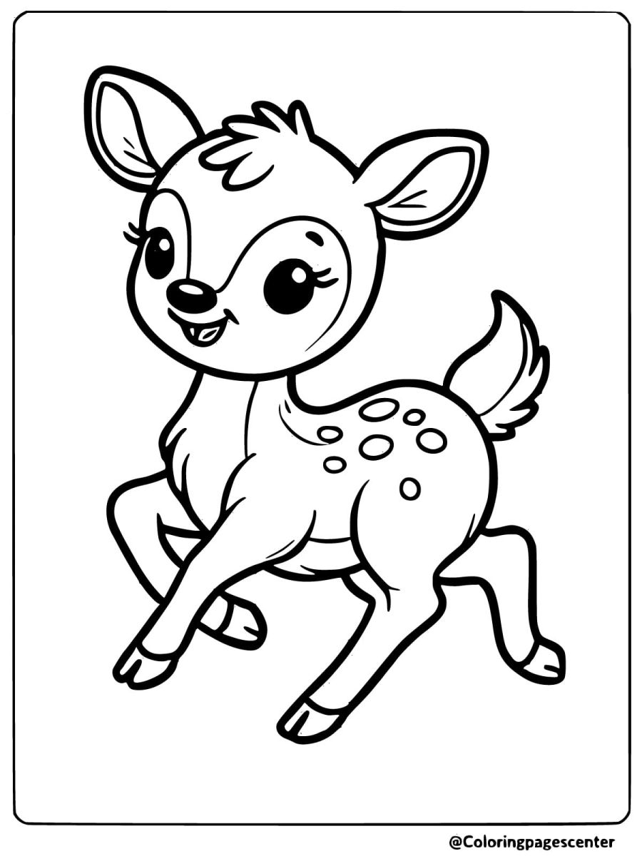 Playful baby deer enjoying a run coloring page