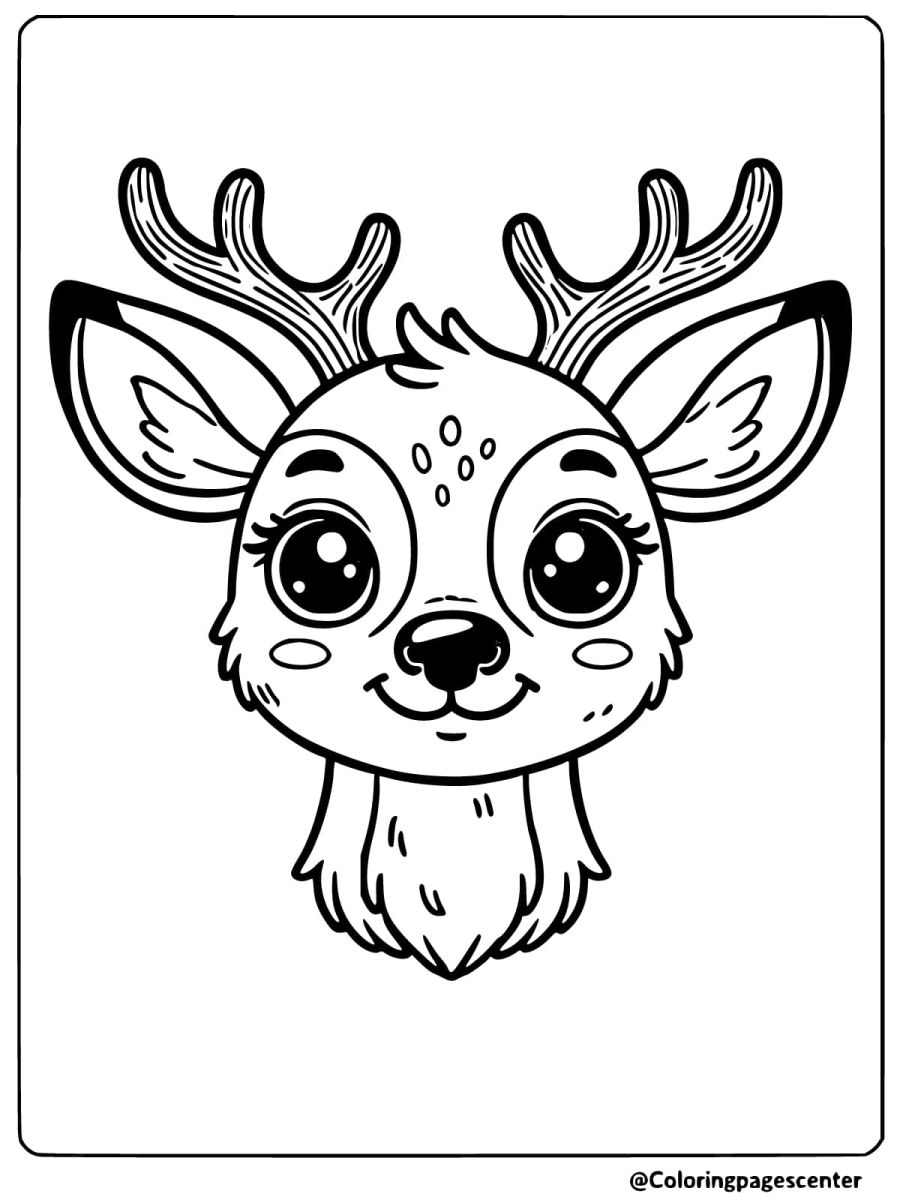 Coloring page featuring a charming deer head