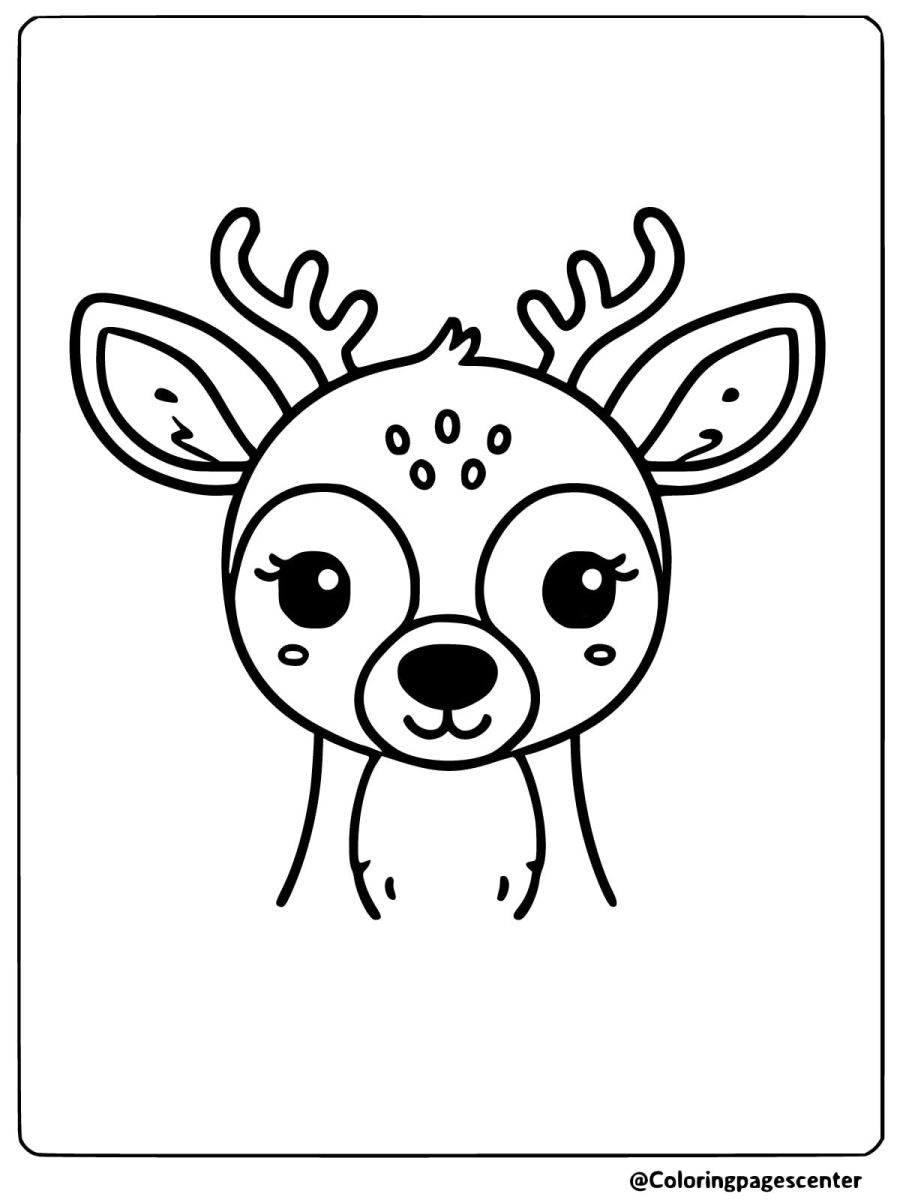 A simple deer head for toddlers coloring page