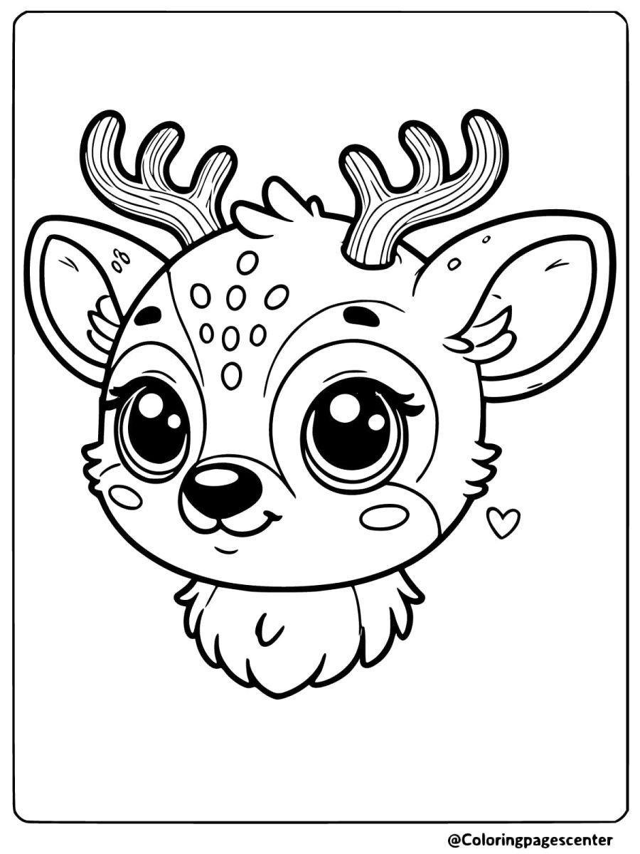 A deer head with antlers coloring page