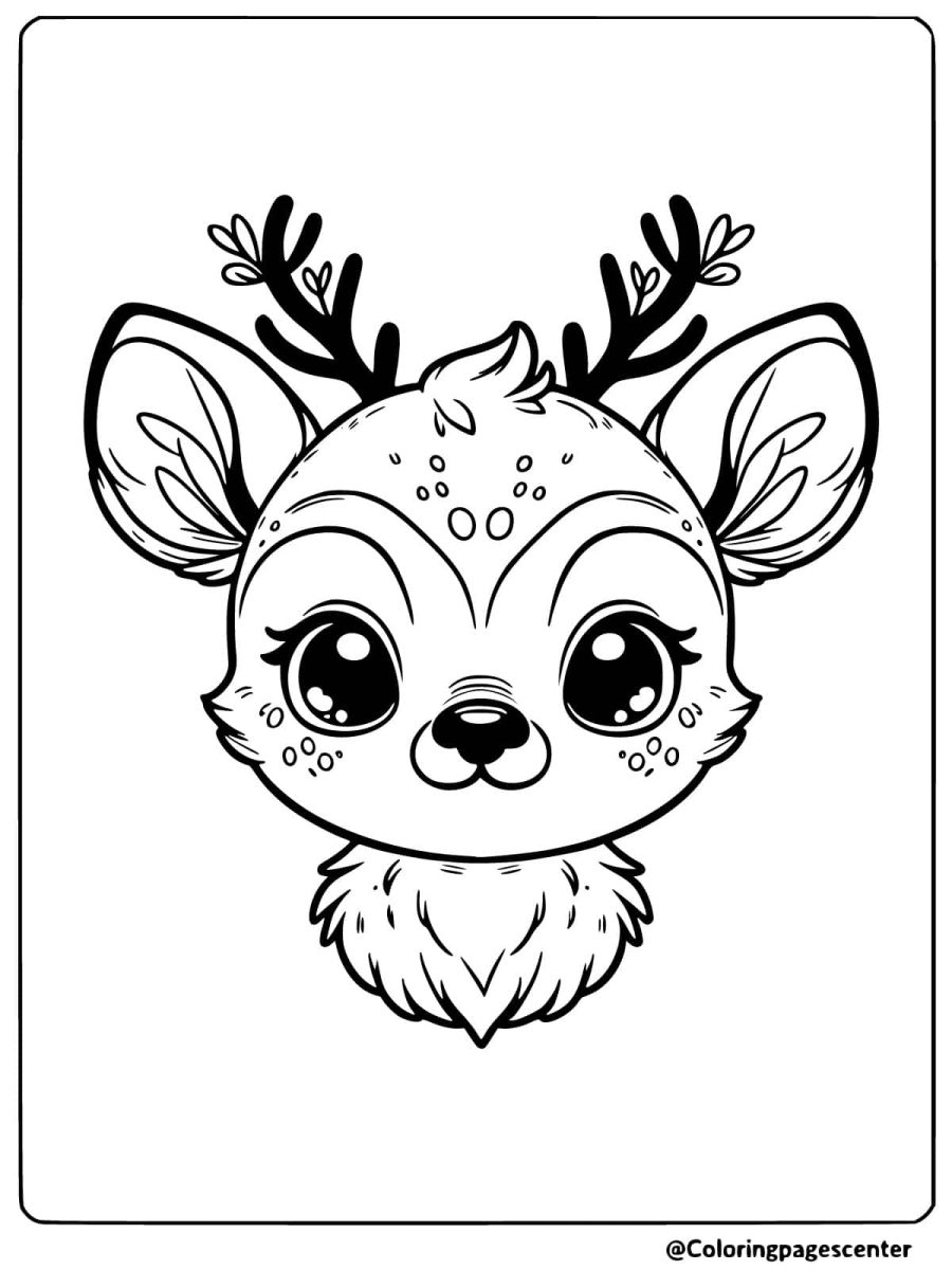 Adorable baby deer head coloring page