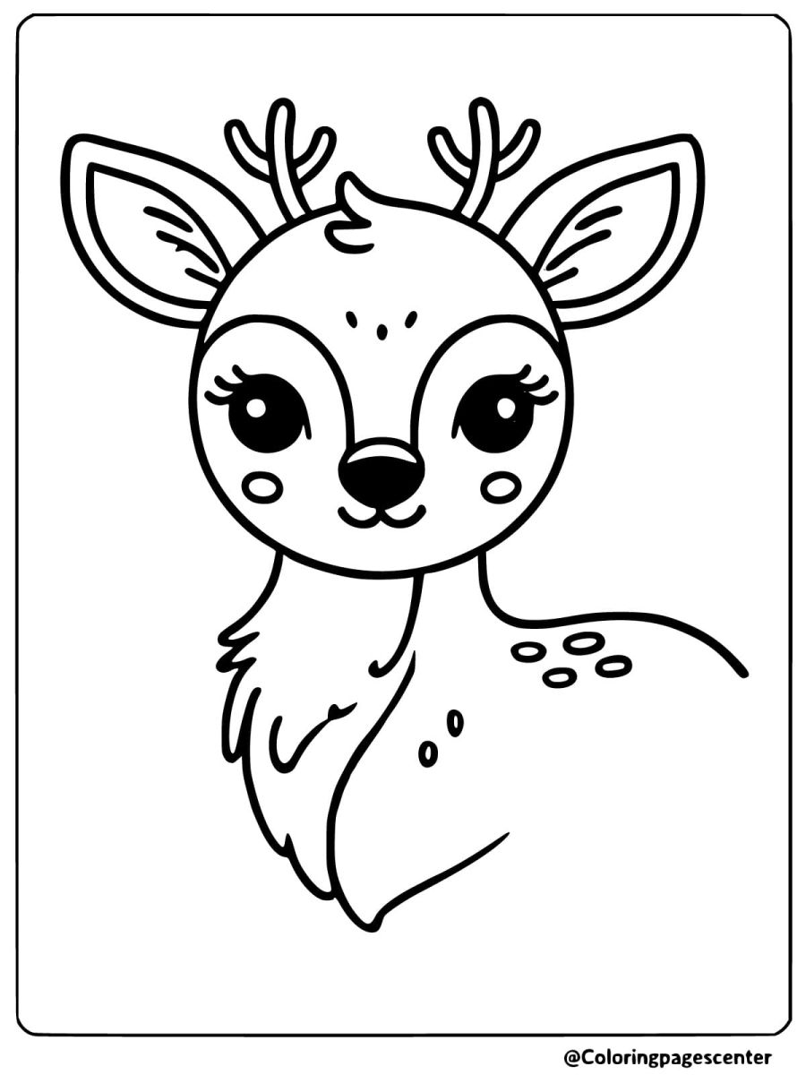 Minimalist deer head coloring page for young kids