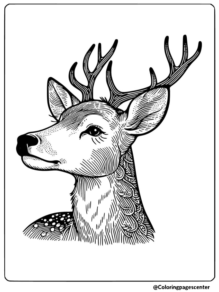 Realistic deer head with spotted neck coloring page