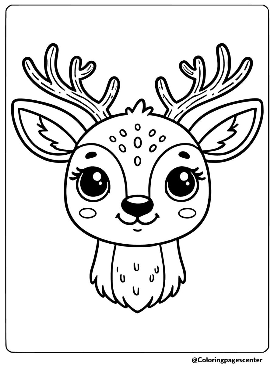 Coloring page of an easy-to-color deer head