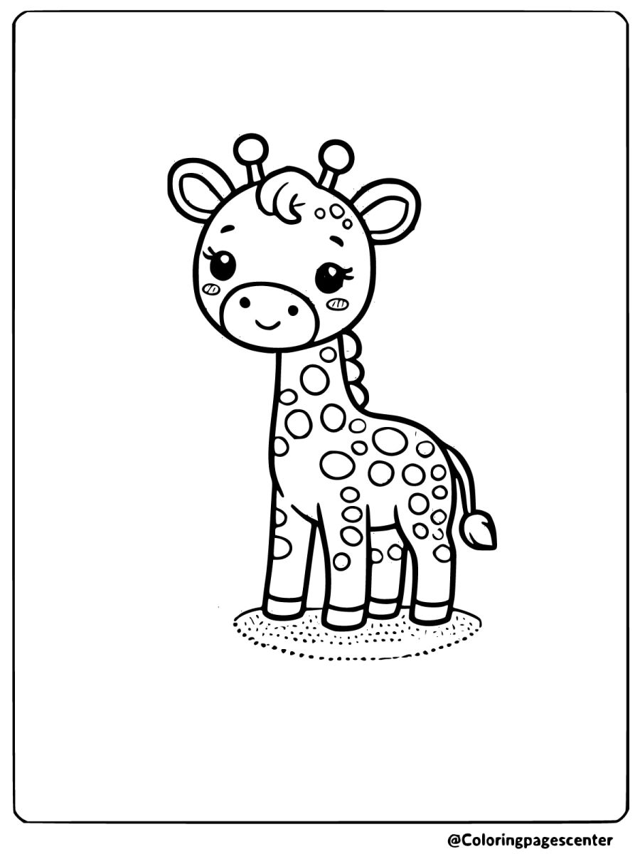 Coloring page of simple giraffe