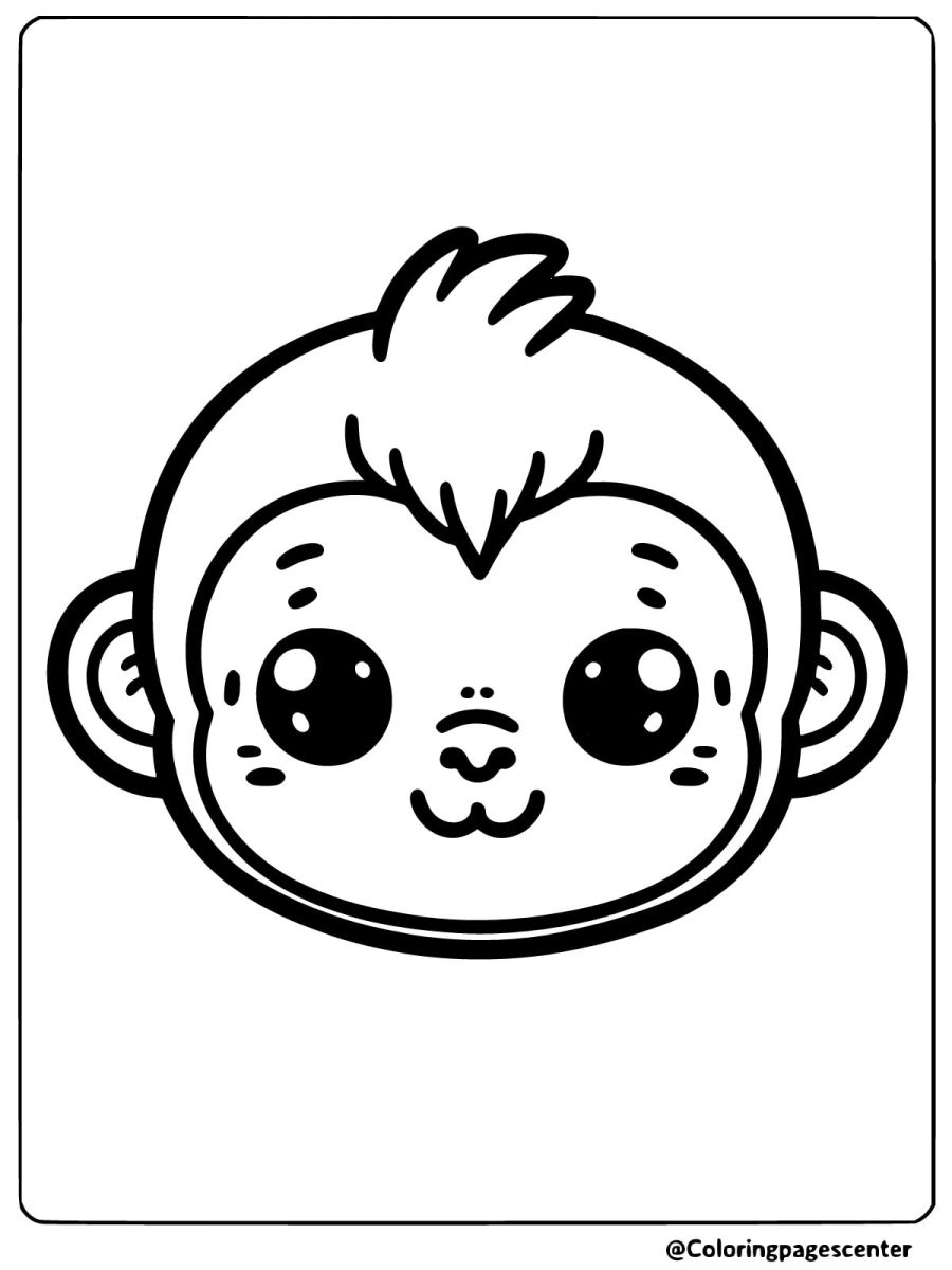 Coloring page of a simple monkey face