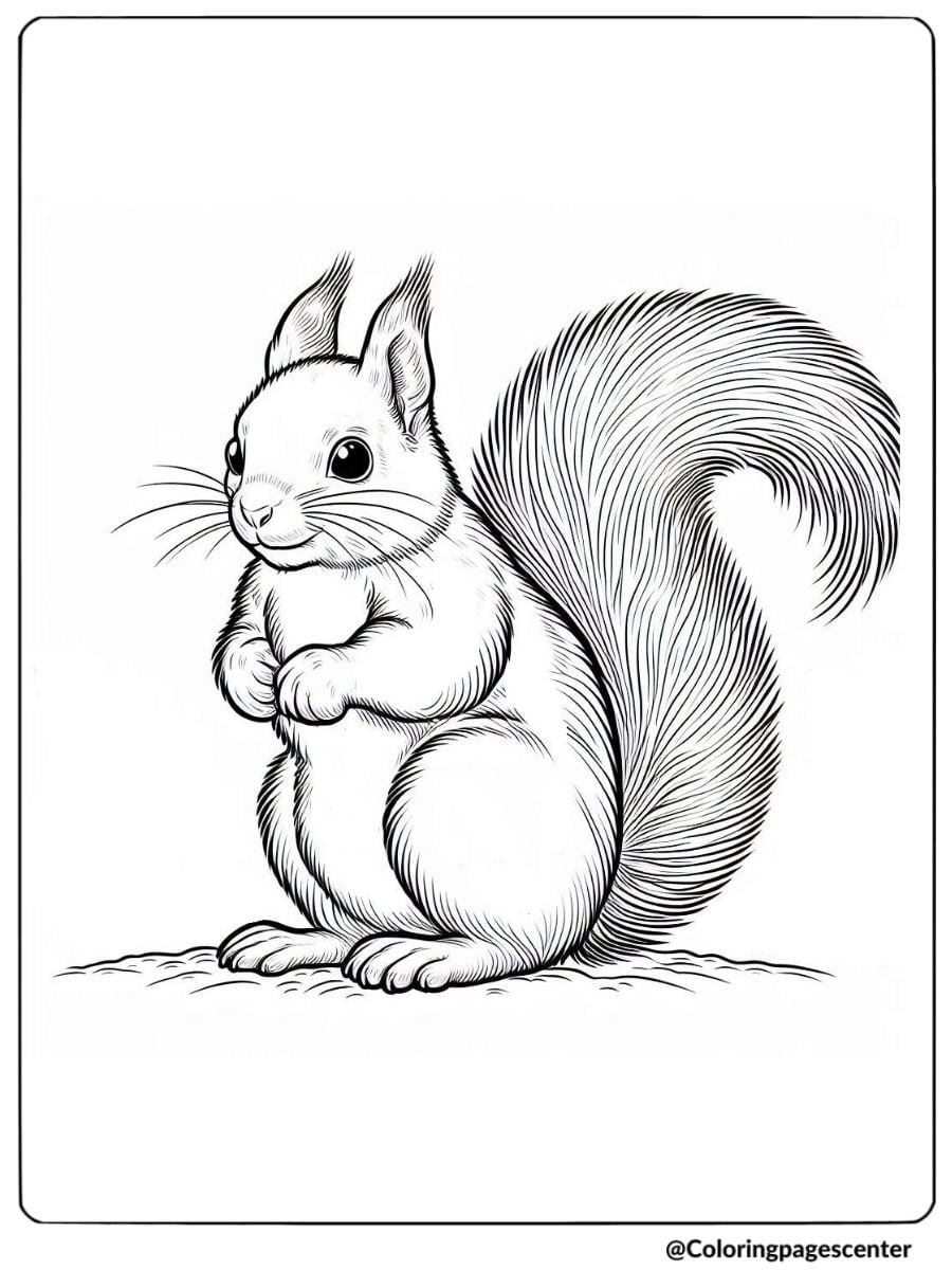 Simple standing squirrel coloring page