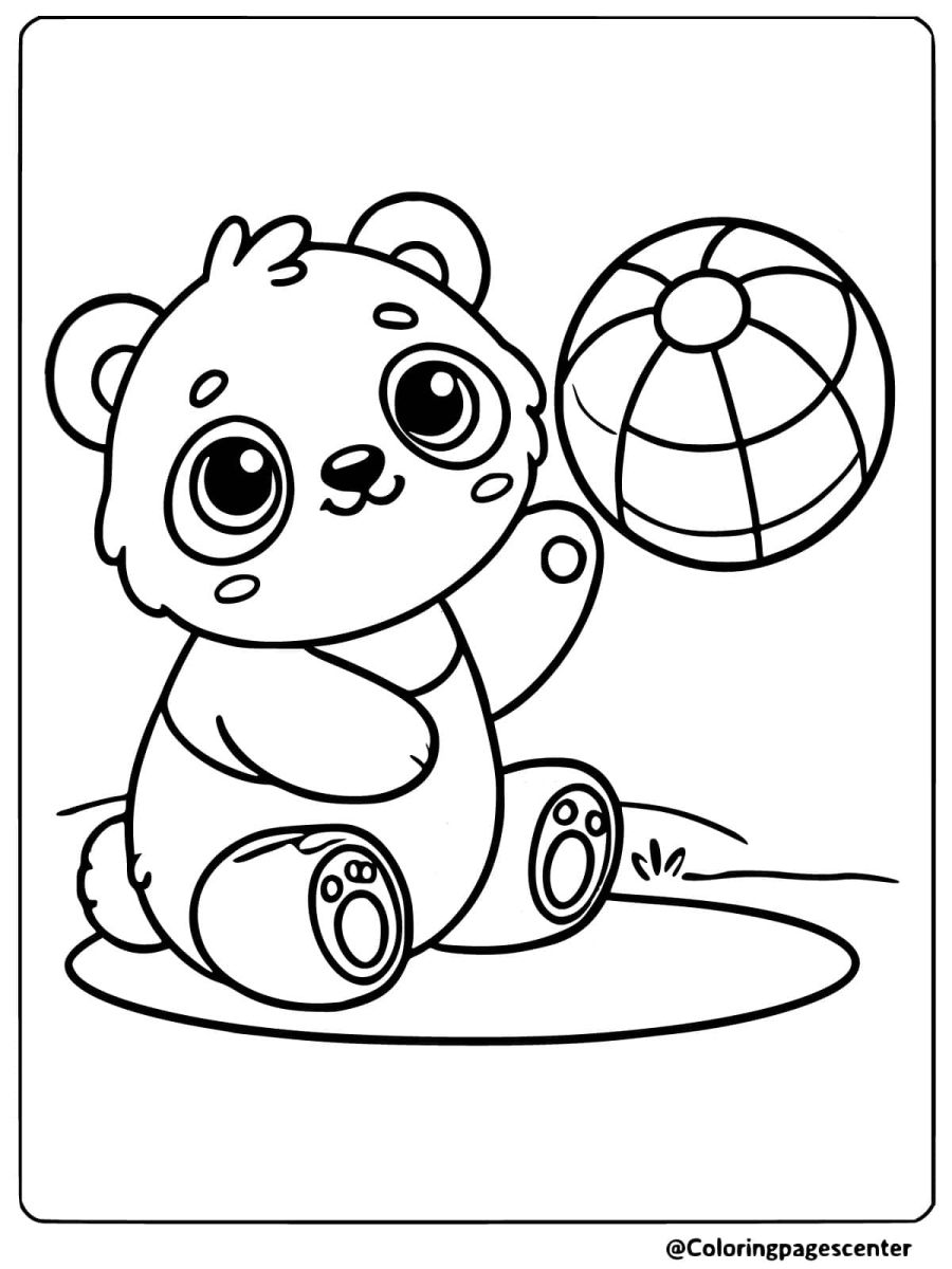 Cute panda with a ball coloring page