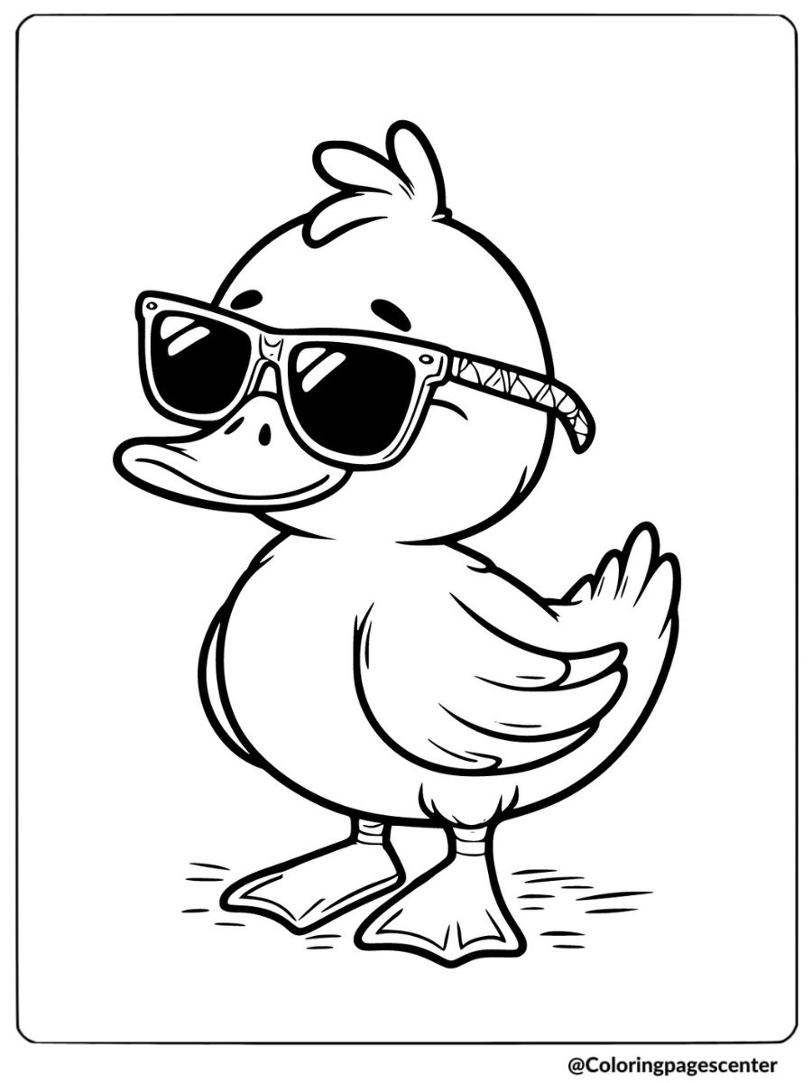 Duck Wearing Sunglasses Coloring Page