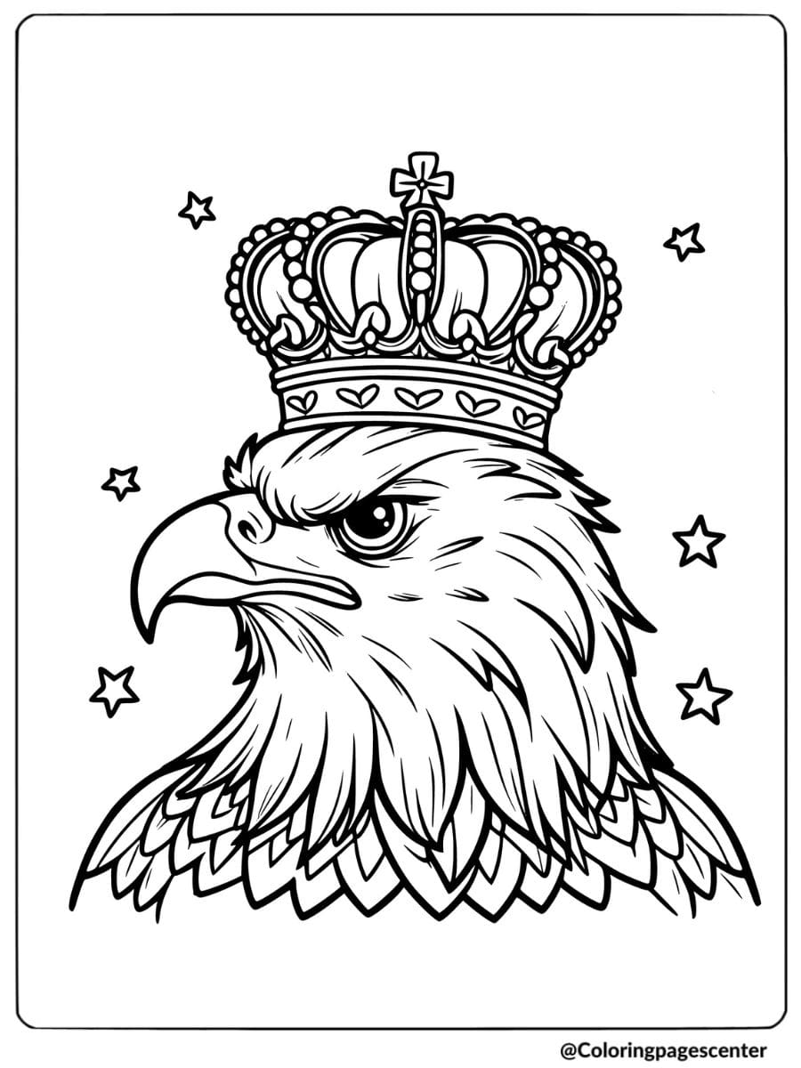 Eagle head with crown coloring page