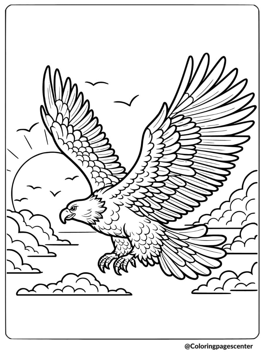 Eagle soaring in the sky coloring page