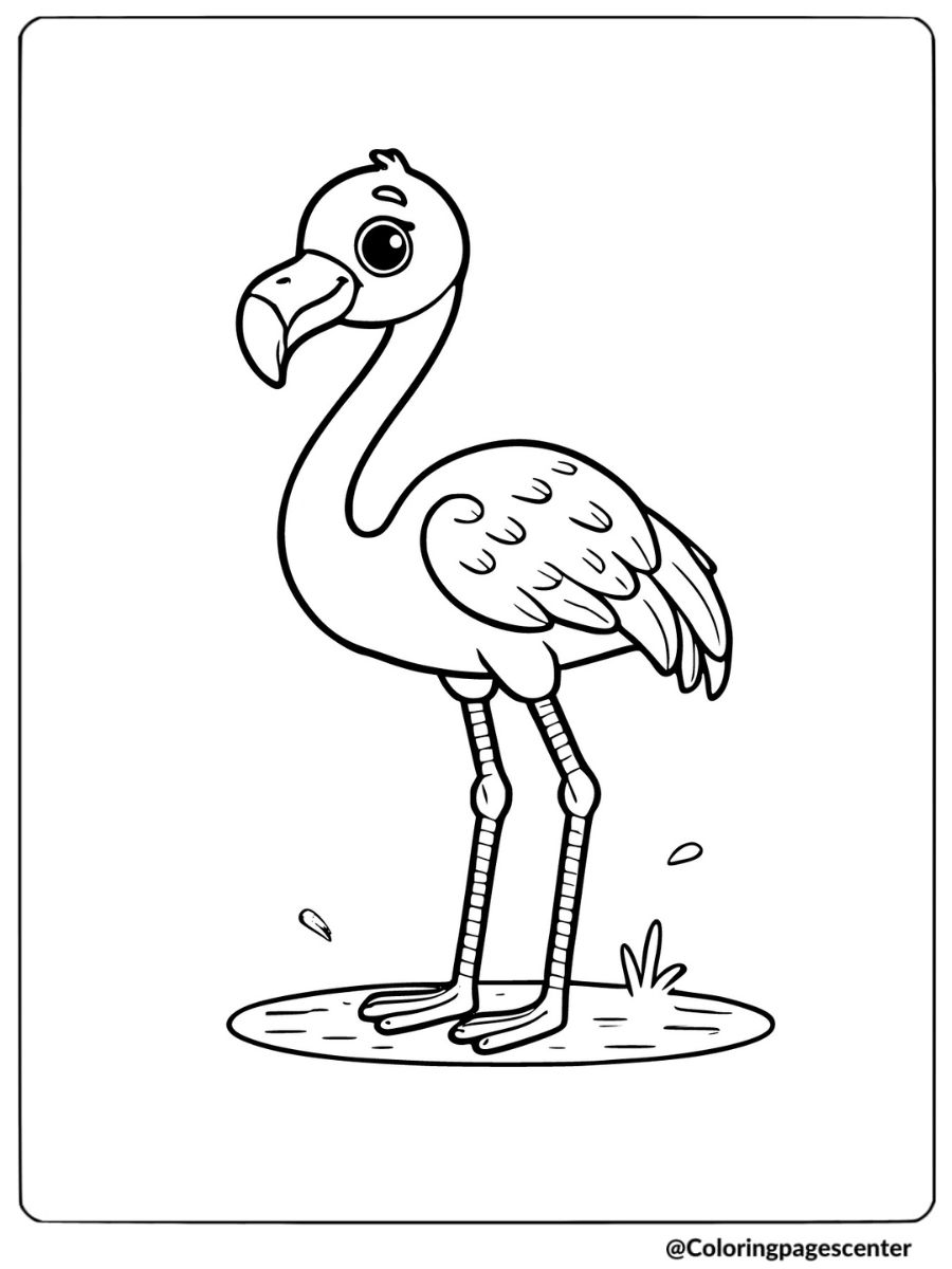 Easy baby flamingo coloring page for kids