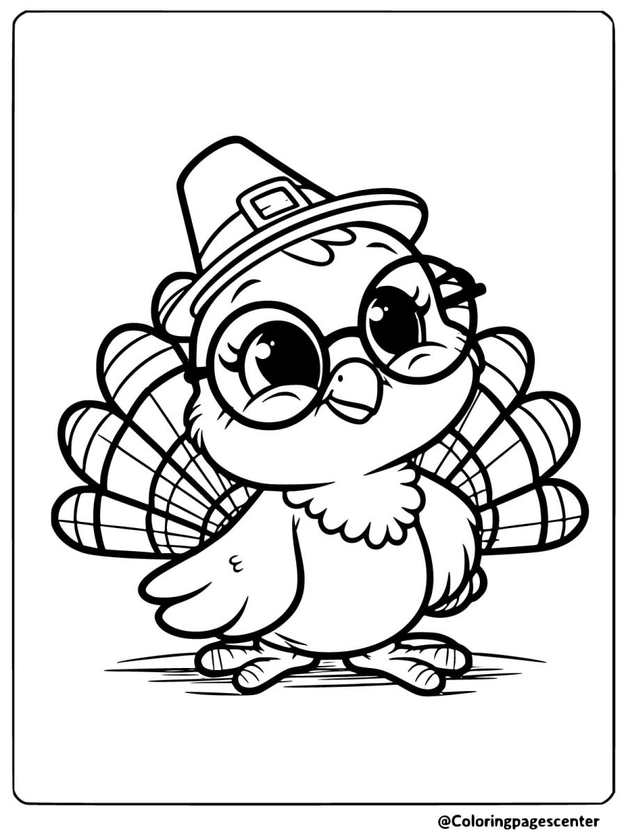 Simple pilgrim turkey coloring page for children