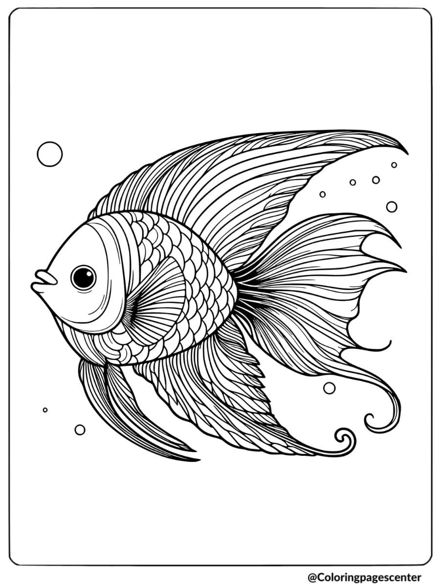 Graceful angel fish with detailed fins coloring page