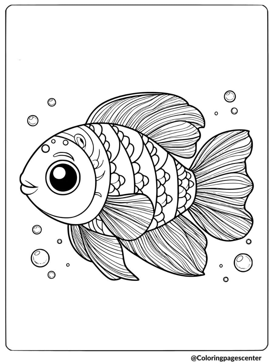 Fish with big eyes and detailed scales coloring page