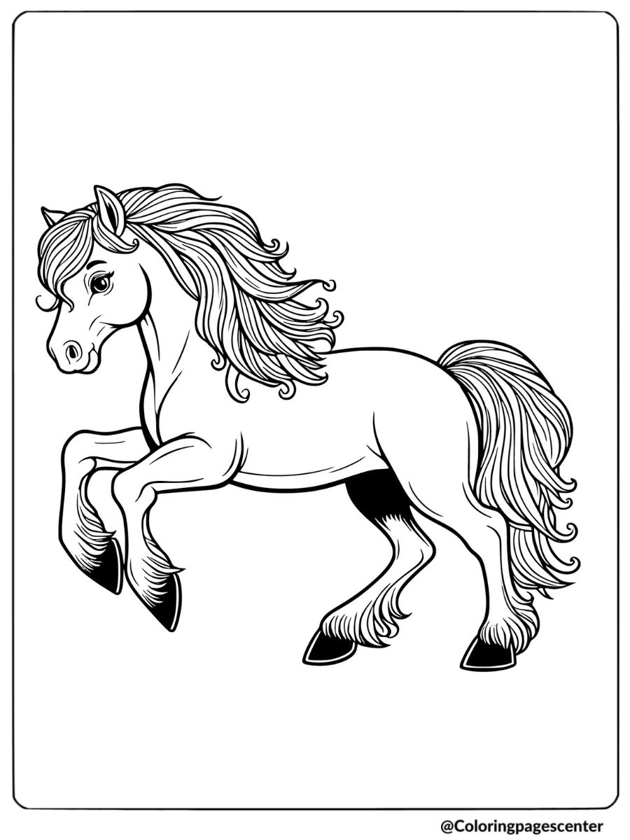 A galloping pony with lively mane coloring page