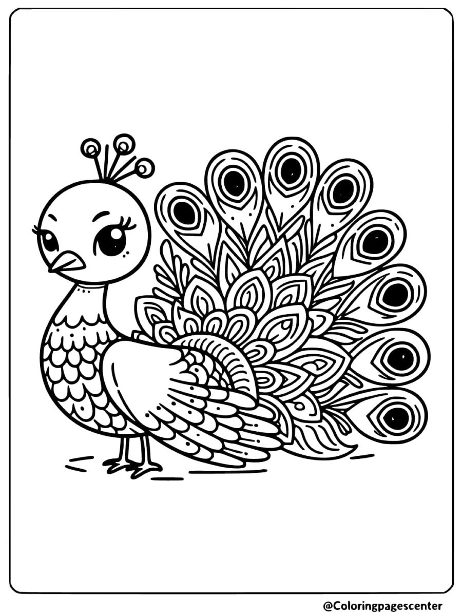 Simple peacock coloring page