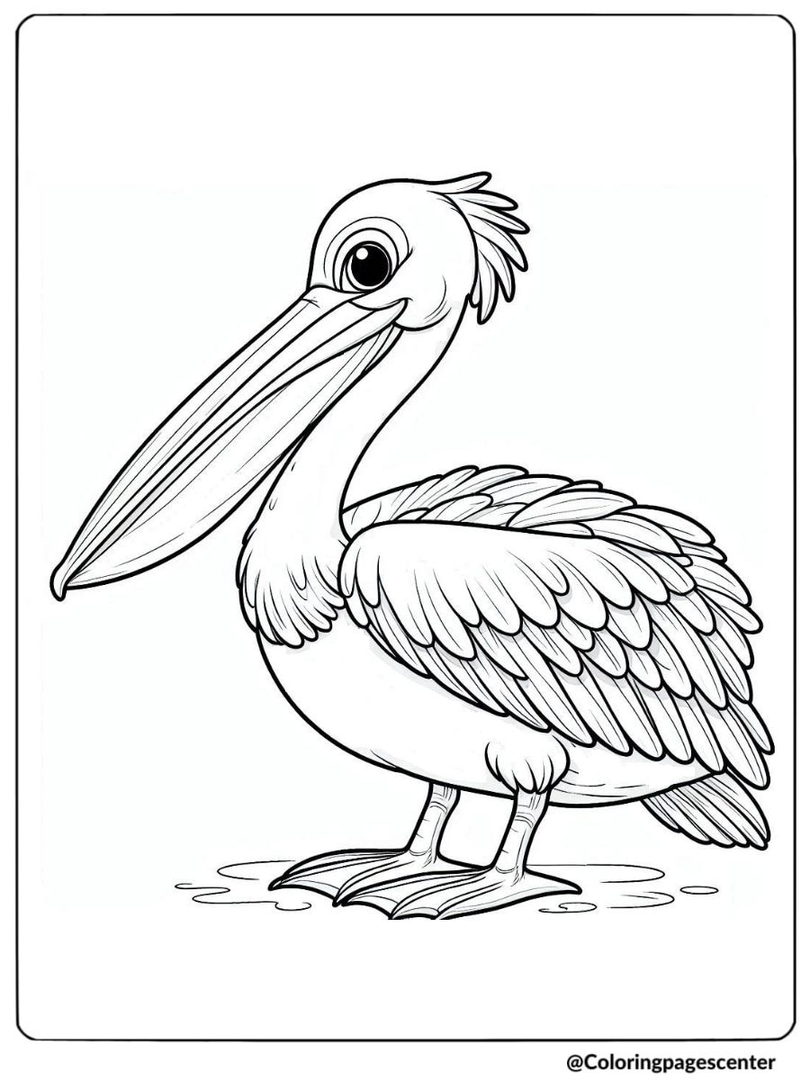 A simple cute pelican coloring page