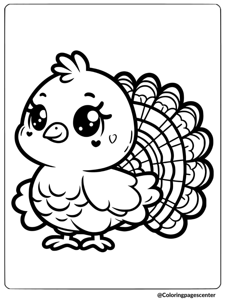 Baby turkey looking cute coloring page