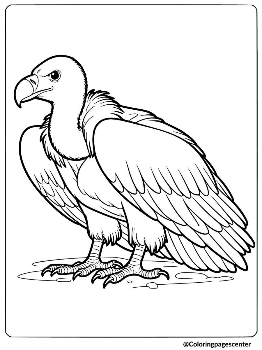 Vulture on the ground coloring page