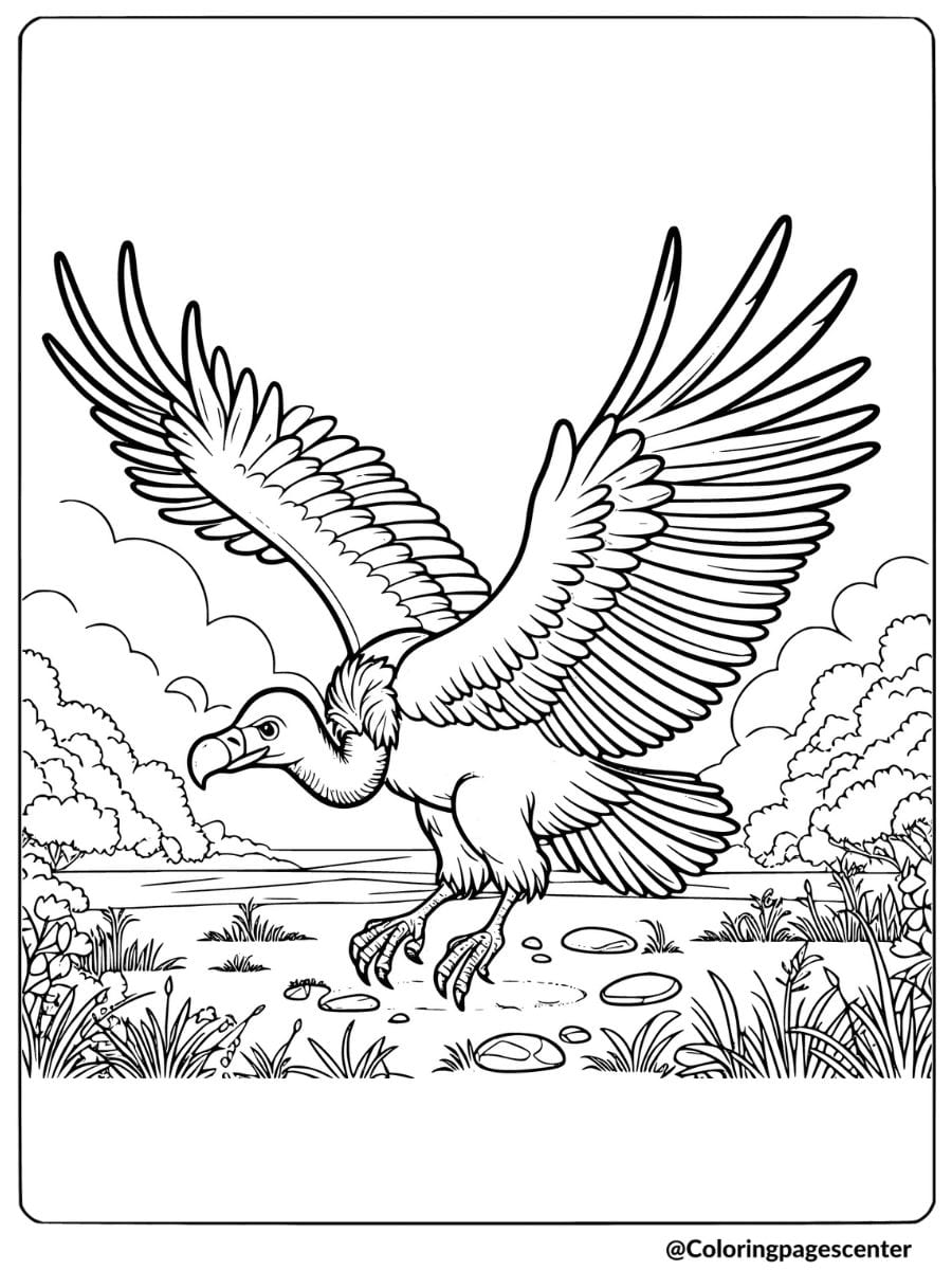 Vulture starting to fly coloring page