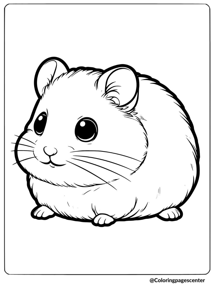 Kawaii chubby hamster coloring page