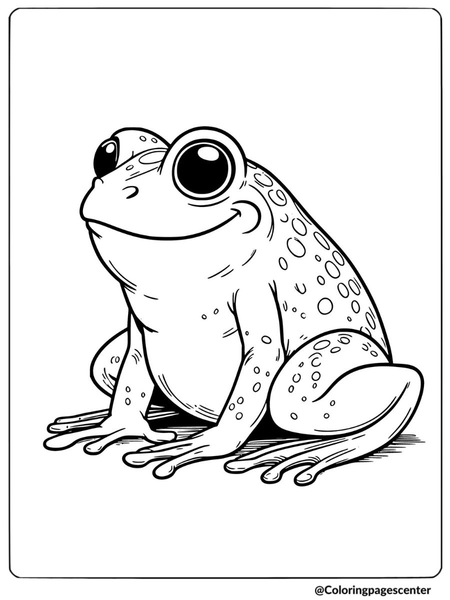 Adorable frog with large eyes coloring page