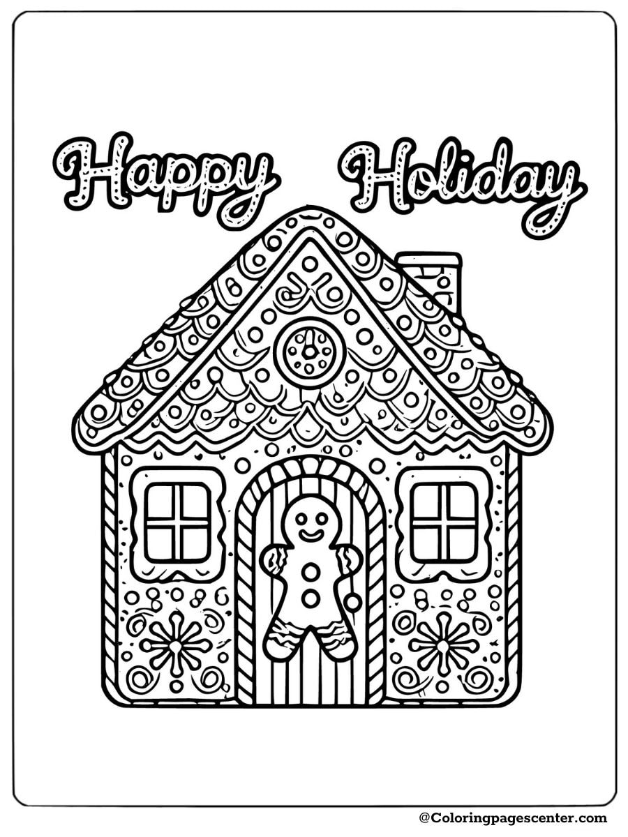 A sweet gingerbread house for a holiday-themed coloring page