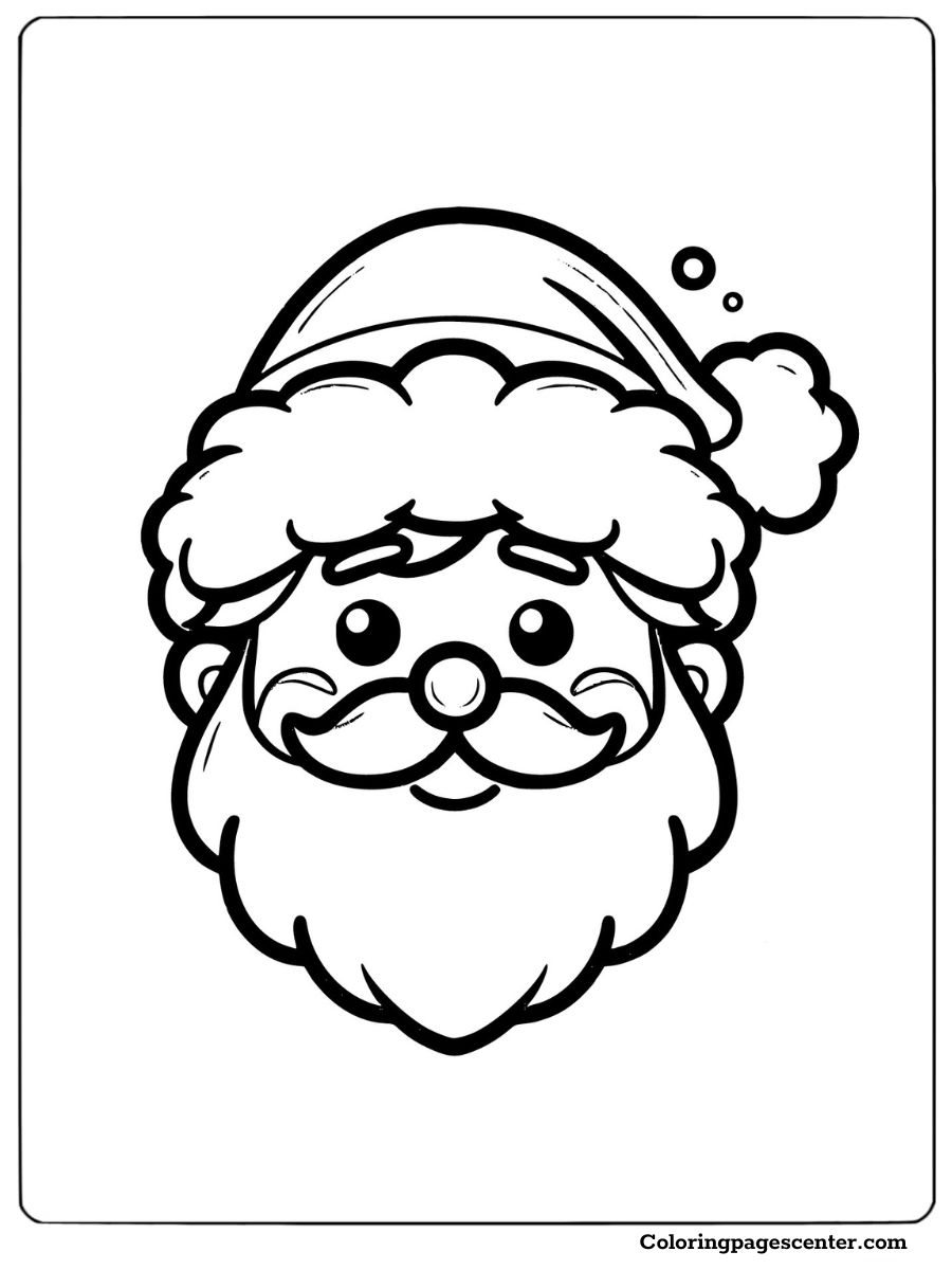 Classic smiling Santa face coloring page for Christmas joy