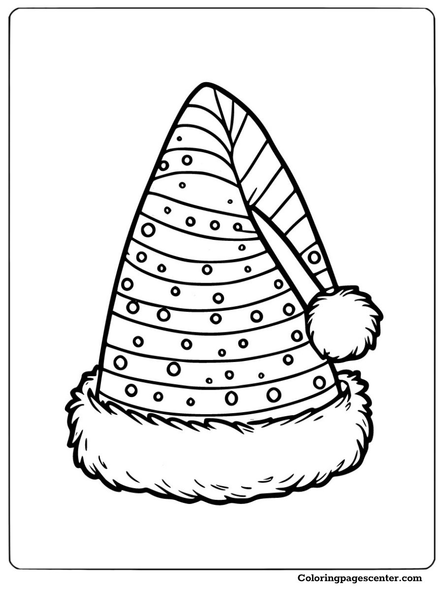 Christmas tree-themed hat coloring page for kids