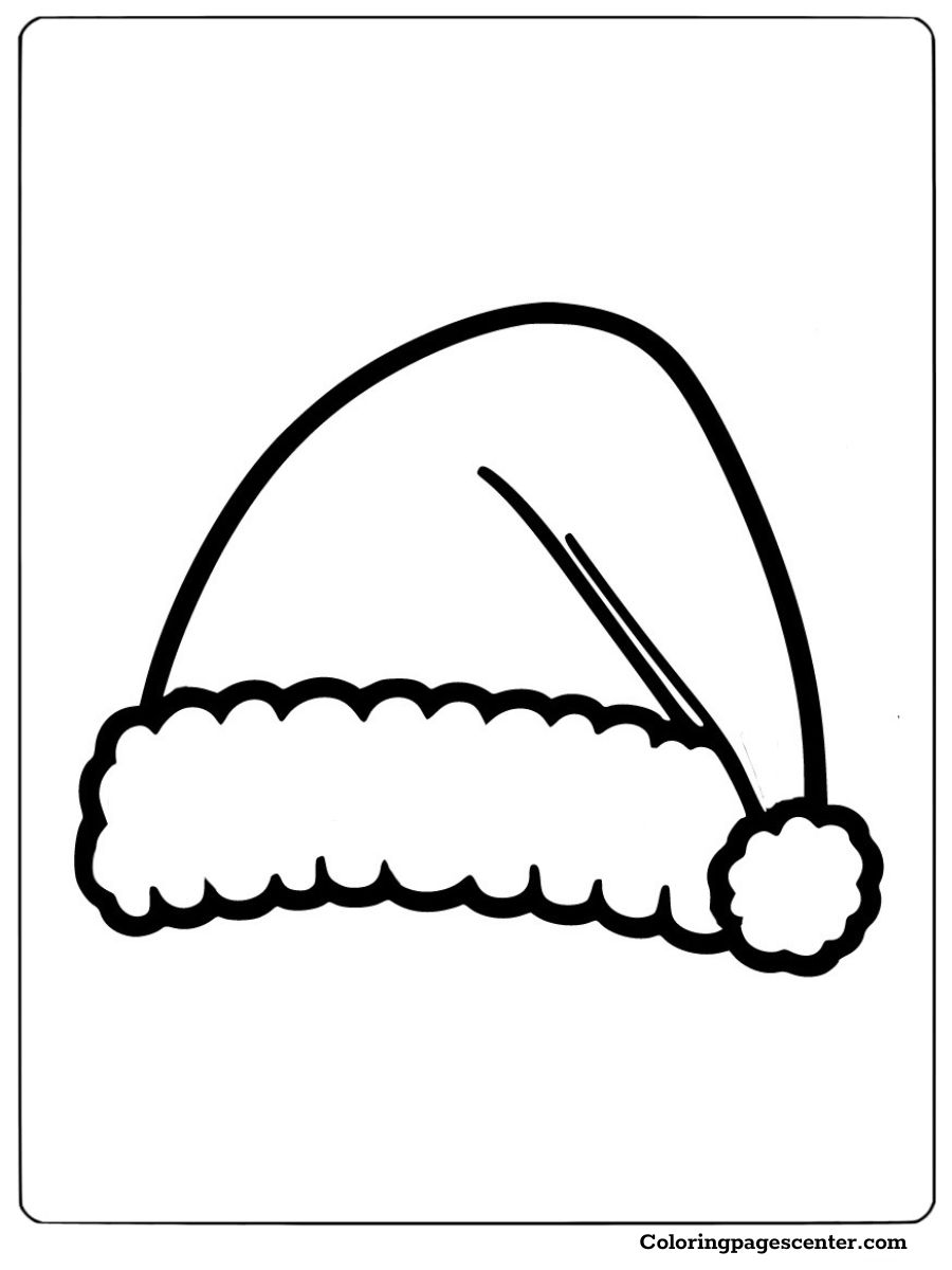 Minimalist Christmas hat coloring page for children