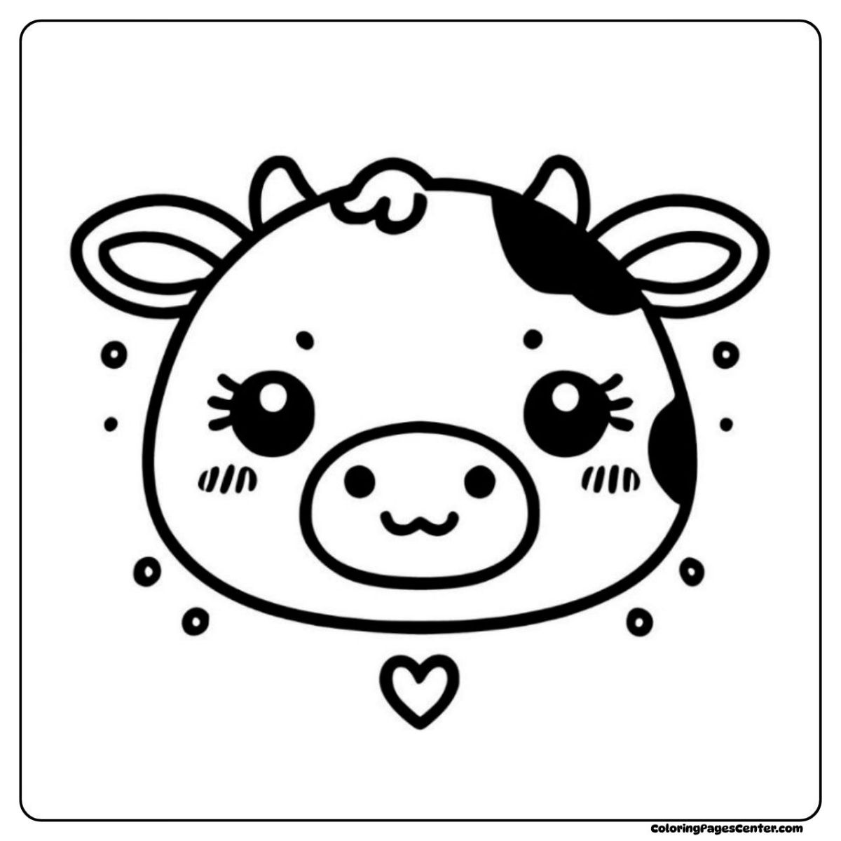 Cute cartoon cow coloring pages with big round eyes