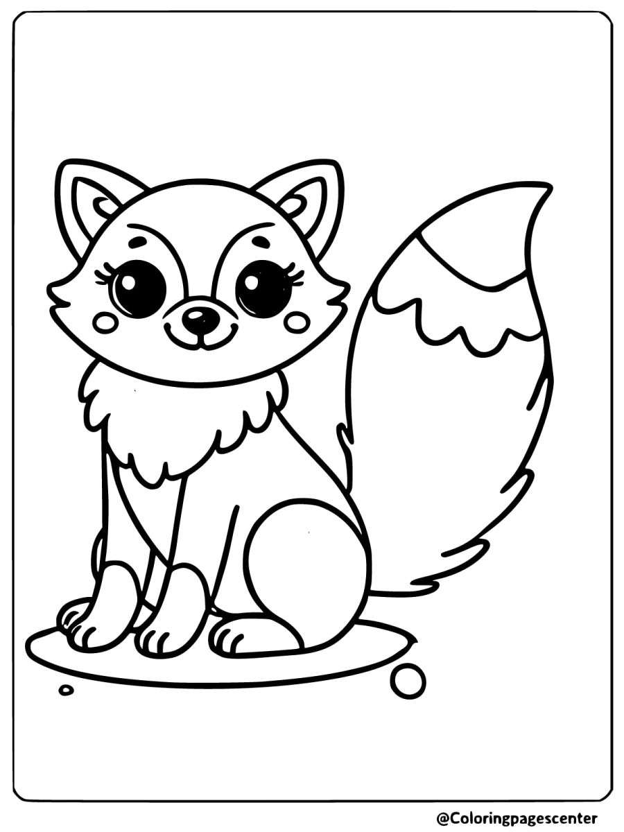 Coloring page of an easy fox sitting alone, great for beginners