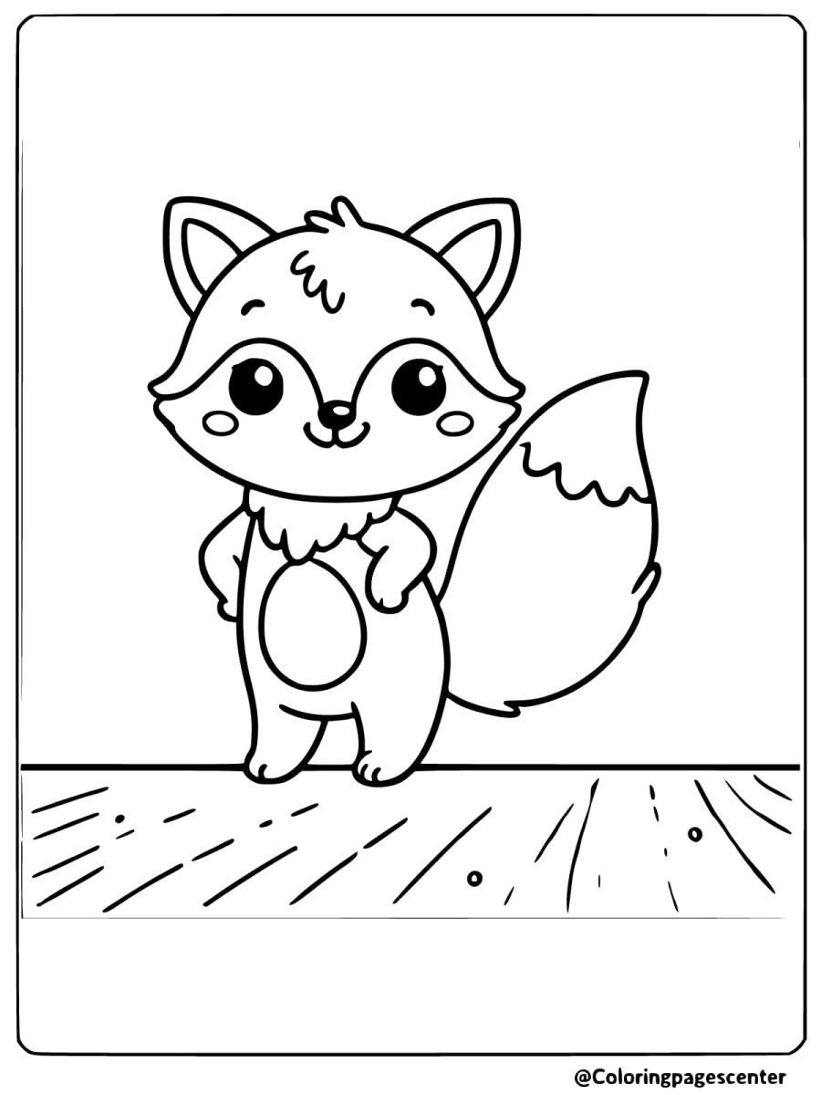 Coloring page of a fox standing confidently with hands on hips