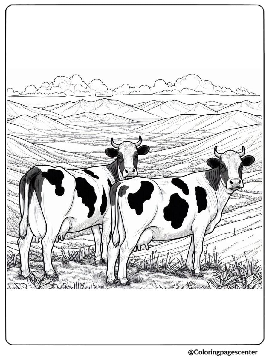 realistic cow coloring page