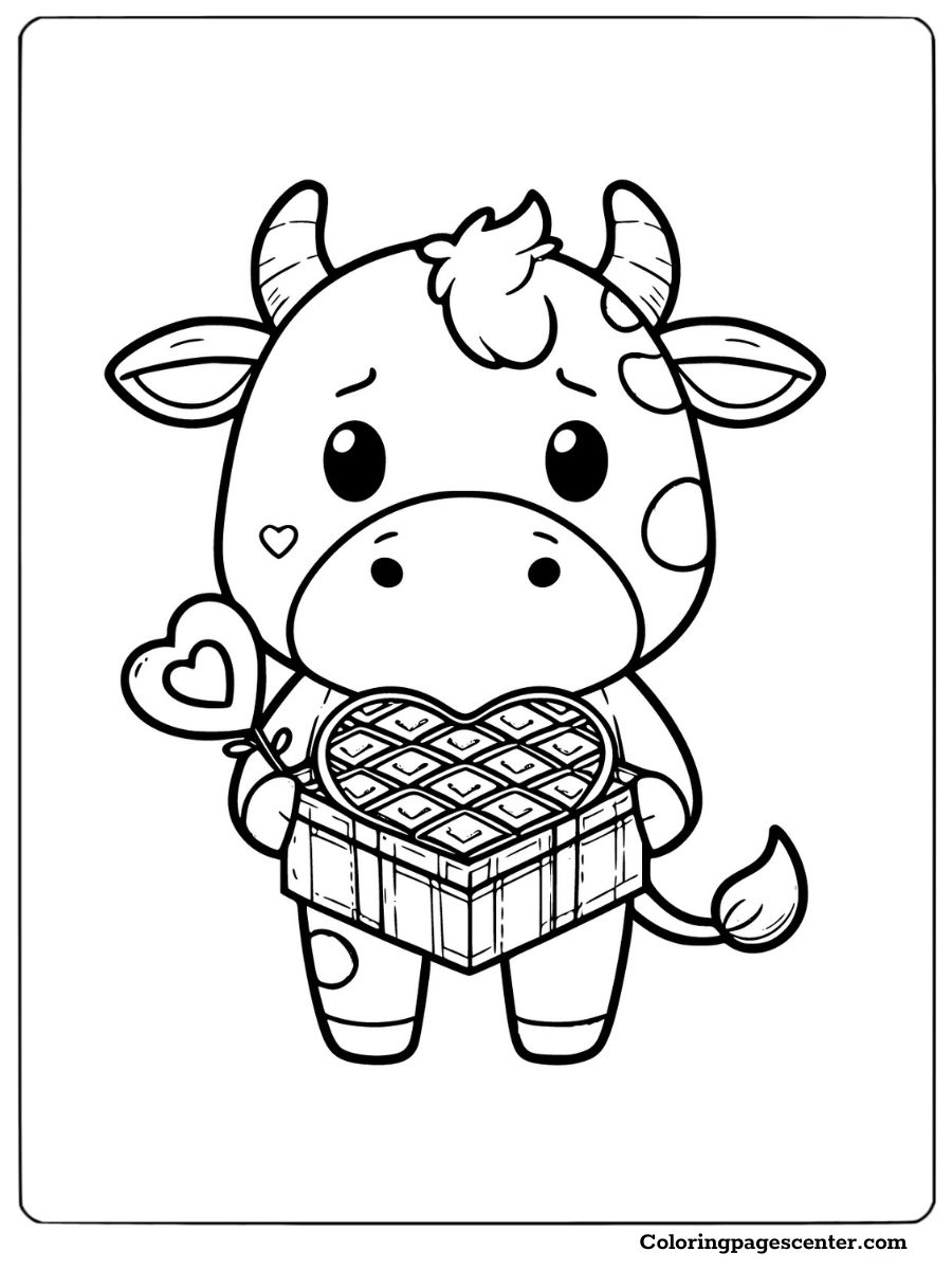 Cow Valentine's Day Coloring Page