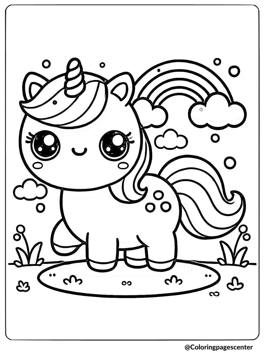 Printbale Cute Unicorn Coloring Page