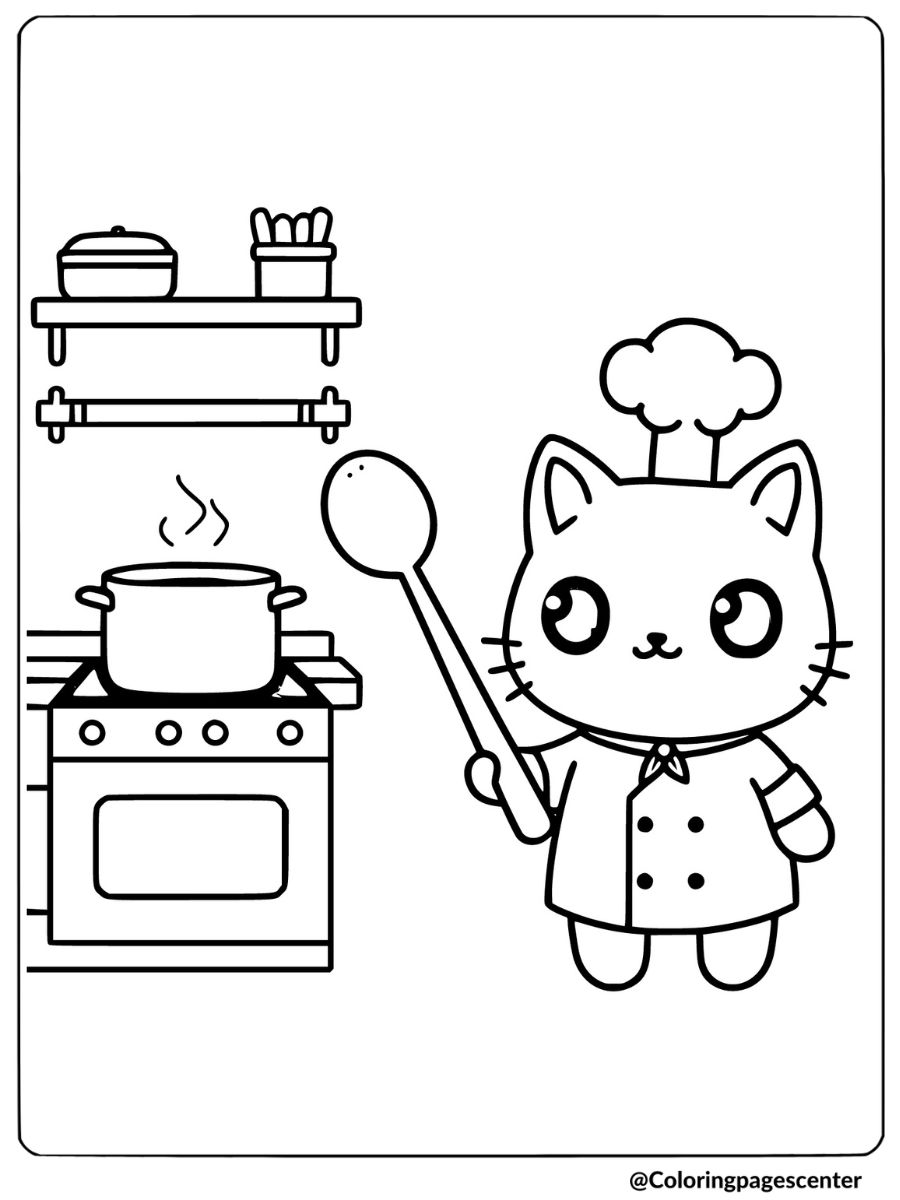 Cartoon cat coloring page