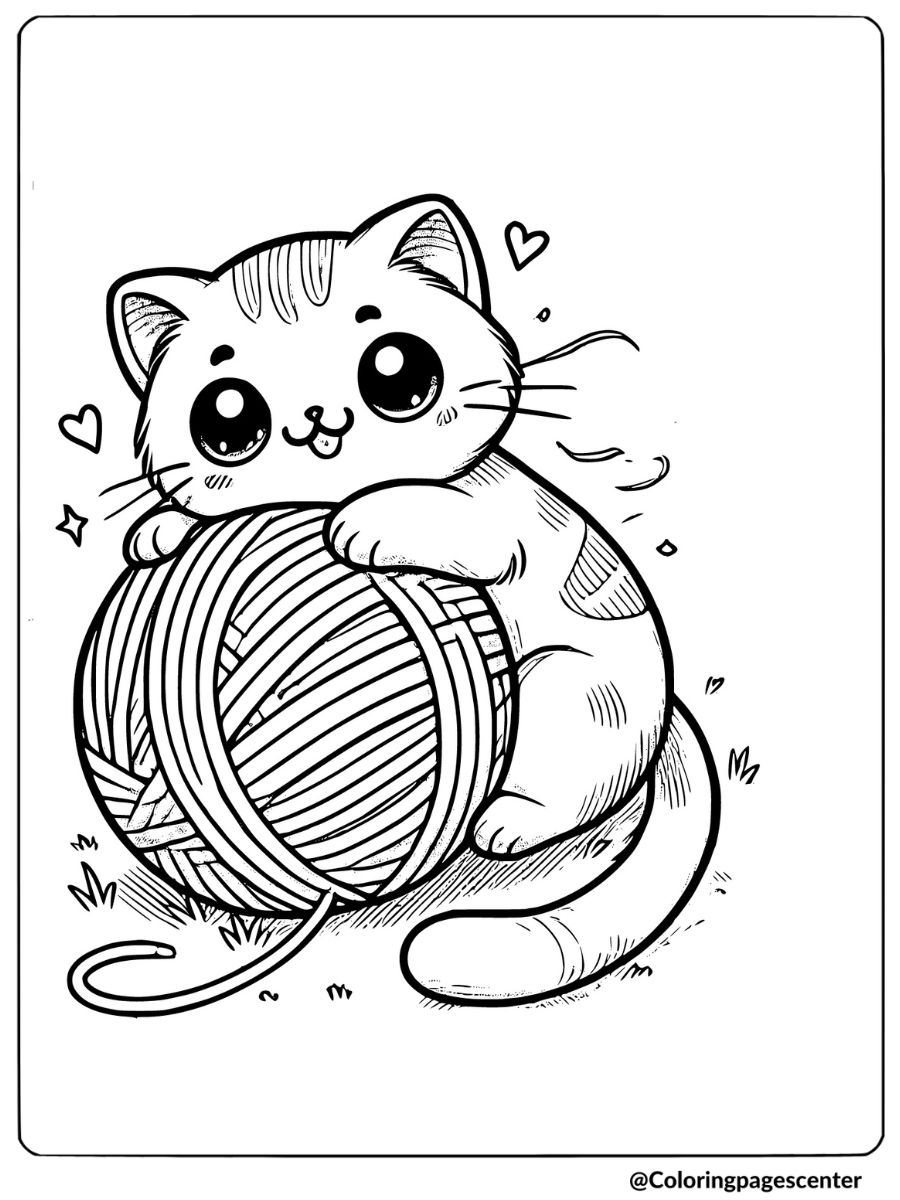 Cute cat coloring page