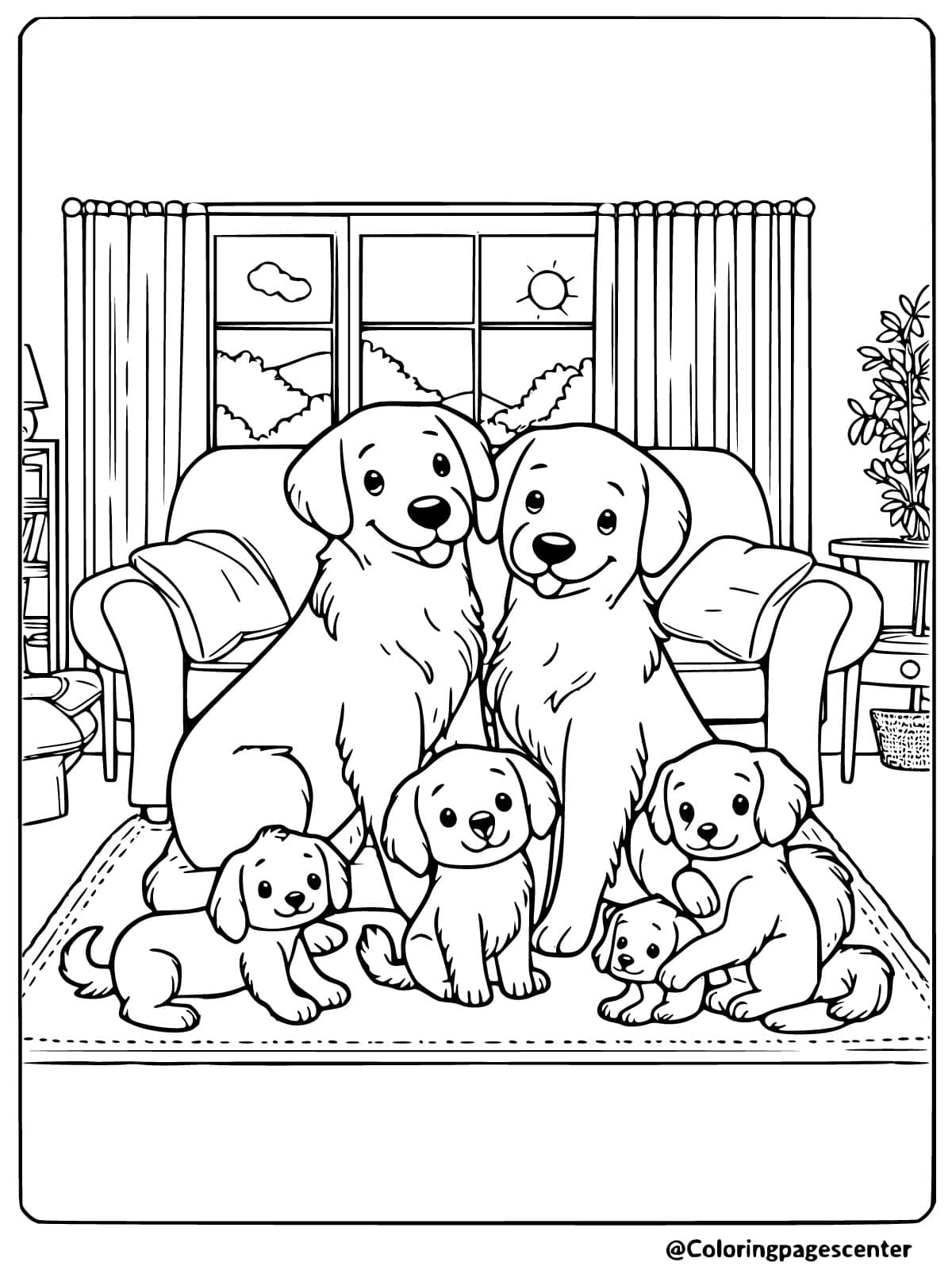 Dog Family Coloring Page