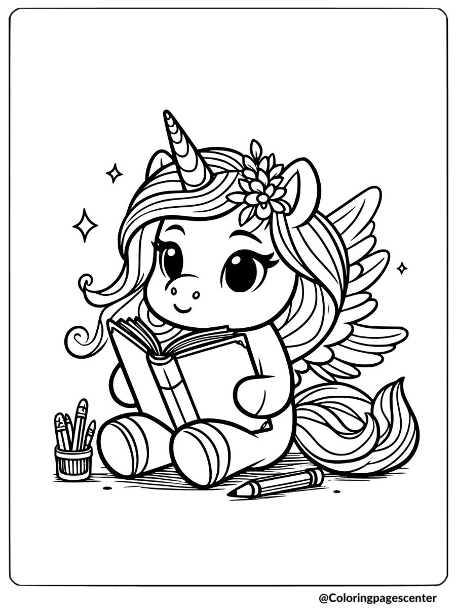 Cartoon Unicorn Coloring Page